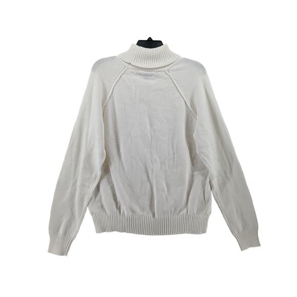 Karen Scott Turtleneck Sweater L Winter White Knit Women Relaxed Chunky Top Work - Picture 2 of 9